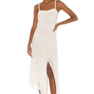 New with Tag- white lace midi dress polka dot - zipper damaged!